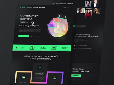 CHIME | Landing page application banking credit cards finance financial fintech fintech app fintech hero fintech landing page home page india fintech landing page minimal neobanking neobnank online banking product design ui web design webpage