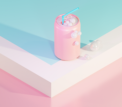 Sweet pink 3d 3d modeling blender drink illustration pastel colors pearl pink