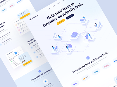 Landing page - Balegsteh.wa clean ui daily design illustration isometric isometric illustration task task management tasks ui ui design uiux ux webdesign white