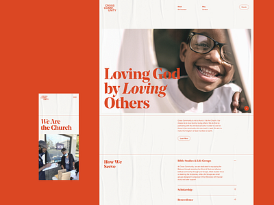 Cross Community christian church church branding community god grid hero identity logo love masthead menu noe display paper texture typography ui web design