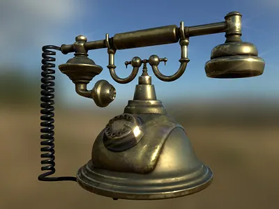 Antique Telephone animation asset dials digital 3d environment games mechanical old old fashioned phones props real telephone