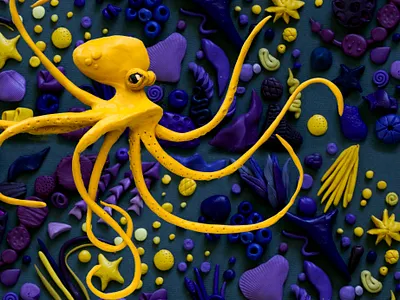 Octopus clay design illustration plasticine underwater
