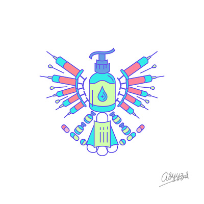 vaccine Garuda Bird app design flat illustration minimal ui website