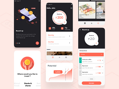 Micro investment app finacial finance app funds investment micro investment mobile app roundup stock market ui