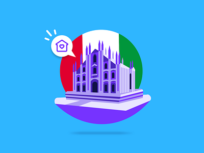 Ciao Milan! 🇮🇹 2d app blog post building design finance fintech flag flat design hanateh illustration italy milan money transfer paysend simple ui design vector