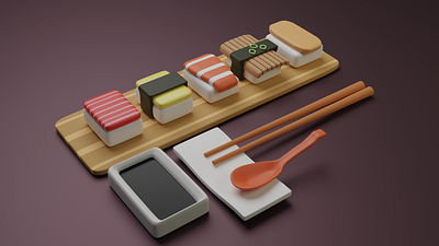 Sushi Set 3d 3d artist 3d illustration 3dfood art asia asian food blender blendercycles cycles cyclesrender illustration japan japanese food sushi