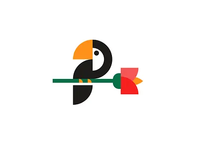 tucan & flower beauty bird clever creative design flower flowers garden logo minimal rose simple tucan
