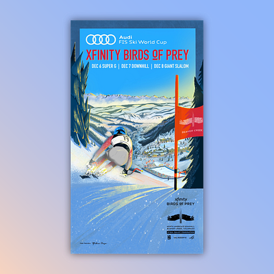 Xfinity Birds of Prey downhill racing illustration ipadpro poster poster design procrete ski racing skiing