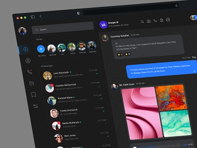 Messenger Dashboard - Dark Them chat concept dashboard dashboard messenger design graphic design illustration messenger trend ui uiux ux web webdesign