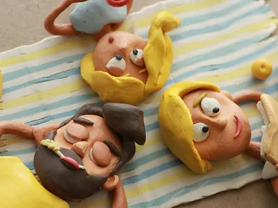 Family picnic clay design family illustration picnic plasticine
