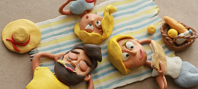 Family picnic clay design family illustration picnic plasticine