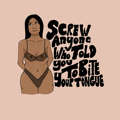 Screw Anyone Who Told You To Bite Your Tongue app branding design empowerment feminist graphic design illustration logo minimal typography website women