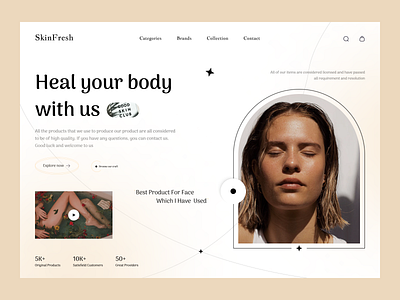 SkinCare - Web Design aziz xabibullaev batix beauty beauty product beauty salon clean clean design clinic cosmetic cosmetic app elegant face care makeup page service skin skin care skincare web web design