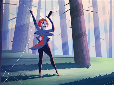 Spider-Woman 2d art cartoon character design drawing flat forest illustration spider spider man texture