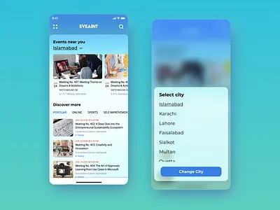 Event App Concept UI - Glassmorphism adobe xd clean design flat design glassmorphism logo design madewithxd mobile app design user experience user interface