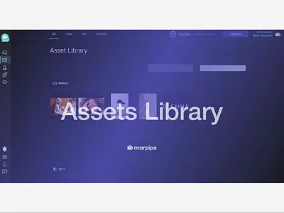 Quick Start: Assets Library ads advertisment animation app assets branding creative dark theme design flat illustration library marpipe start tutorial ui ui ux upload ux variant