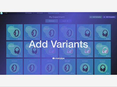 Quick Start: Add Variant ads advertisment animation app automate branding creative dark theme design marpipe template tutorial ui uiux ux variant video