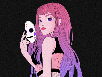 MASK OFF anime asian asian girl fantasy fantasyart girl girl character illustration japan linesart lowbrow manga mask nihon philosophy purple