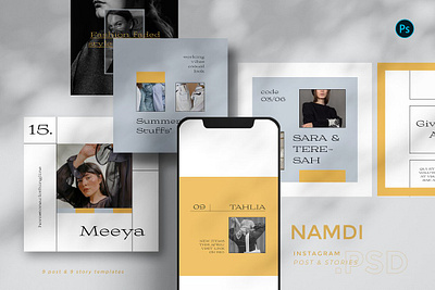 Namdi - Instagram Template Set BL design instagram post instagram stories post social media design template