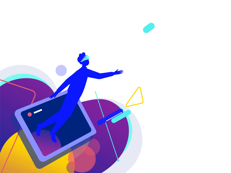 Virtual Reality RGB abstract shapes animation 2d animation design augmented reality cyberspace futuristic ui gif animation glitch effect glitchy landing page ui lottie animation lottiefiles motion design motion graphics rgb vector illustration virtual world virtualreality vr design