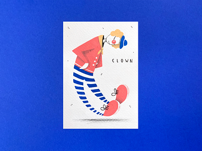 “𝙲” 𝚏𝚘𝚛 𝙲𝙻𝙾𝚆𝙽 36days adobe 36days c 36daysoftype 36daysoftype08 acrylic challenge clown colorful hand drawn illustration markers posca postcards typography art typography design