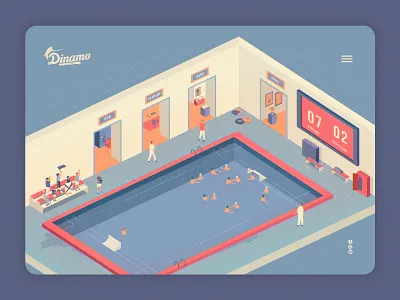 D Team burger menu interaction ui ux waterpolo web web illustration