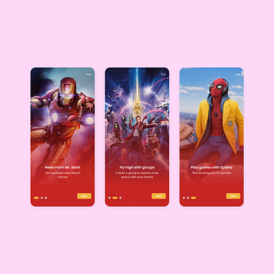 Marvel App Splash Screen app design flat marvel minimal mobile simpleui splashscreen ui uidesign uiux uiuxdesign uiuxdesigner ux uxdesign