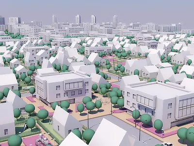 3d city 3d 3d city 3d model 3d modeling architect building cinema4d illustraion model render street town urban