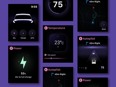 HMI Concept - Watch autopilot hmi ios neumorphic neumorphism skeumorphism tesla ui ux uidesign watch