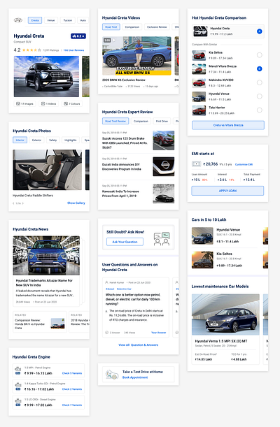 New Car UI Widgets app auto dealer branding car dealer compare concept ui ux