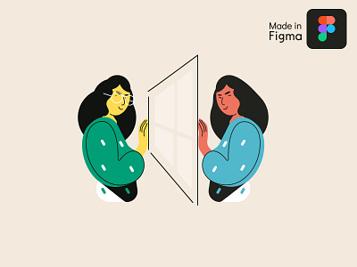 Passing Through the Window 2d design design flat illustration girl illustration hand drawn illustration human illustration illustration made in figma minimalis flat desig minimalist design passing through the mirror vector vector art vector design woman avatar