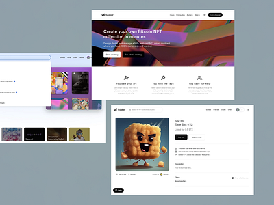 NFT Collection Progress - Maker bits blockchain btc defi digital art digital assets fun interface design intuitive navigation investment landing page nft nft collection nft marketplace platform progress trading user experience ux web design web3