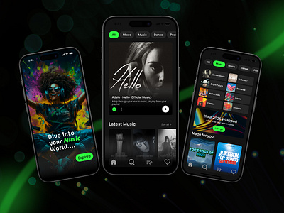 Music Player App animation app branding dailyux design figma graphic design illustration inspiration mobile music music app music player popular spotify ui uiux ux uxlife website