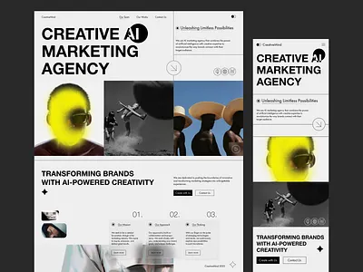 Website Design for AI Marketing Agency agency website ai creativity ai driven ai marketing artistic layout creative agency digital transformation futuristic design innovative marketing layout marketing agency modern ui typography ui design user friendly ux design ux strategy web design web platform website