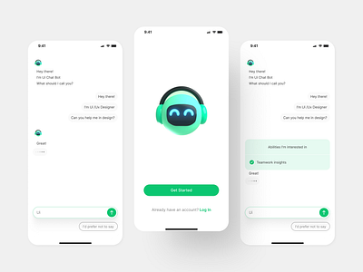 Chat bot mobile app design ai app bot chat ui