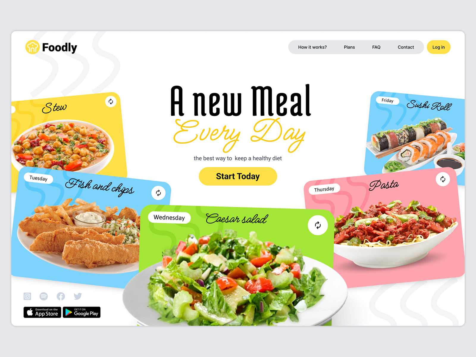 🥗Foodly | Landing page animation delivery food interaction landing page ui website