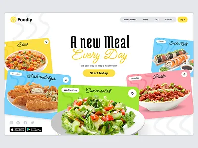 🥗Foodly | Landing page animation delivery food interaction landing page ui website