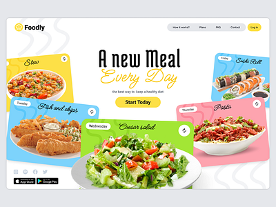 🥗Foodly | Landing page animation delivery food interaction landing page ui website