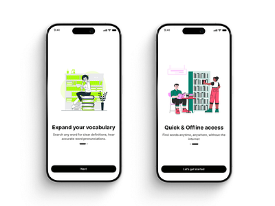 Onboarding Screens for a dictionary app dictionary mobile onboarding splash screen ui