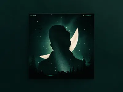Jazznight — Album Cover #2 album artwork album cover digital collage illustration lp moon night portrait silhouette space collage