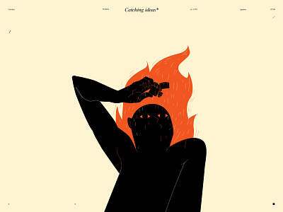 Catching ideas abstract composition conceptual illustration design figure figure illustration fire illustration laconic lighter lines minimal poster sparking ideas