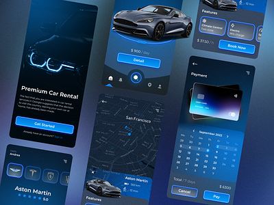 Rent car app application car design illustration rent app rent car typography ui ui ux ux web design