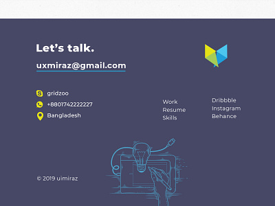 Personal info Footer design illustration psd design