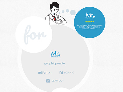 Personal info design illustration landing page psd design