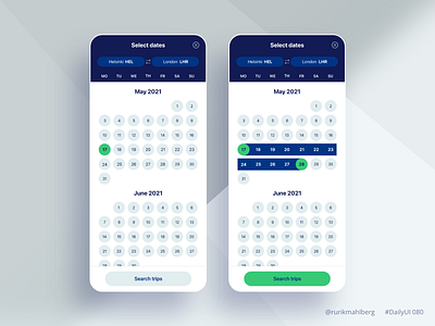 Date picker for trip flights adobexd calendar color daily ui dailyui date datepicker design flight mobile modern trendy trip