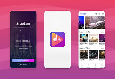 SnapJam Mobile App UI/UX design animation app branding design graphic design illustration inspiration lyrics mediaplayer modern motion graphics music social sounds ui