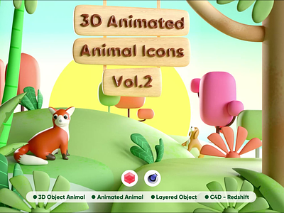 3D Animated Animals Vol. 2 3d animation branding design icon icons illustration motion graphics ui