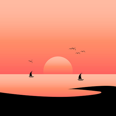 Sunset | Digital Art app design art art direction artwork background background design branding design graphic illustration kite rahatlmao sun tranding trandy 2021 typography ui vector