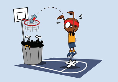 Take care! Clean up! basketball blue cartoon clean clipart colors court drawing dustbin eyes funny illustration illustration art illustrator information nba pieloot sensitzation sports vector art