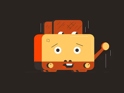 Toaster bread breakfast funny illustration toaster